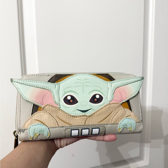 Loungefly Handbags - Loungefly The Child (Grogu) Beige, Mint & Pink Zip Wallet